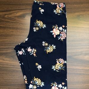 Blue Flower Patterned Leggings